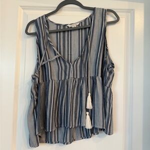 American Eagle Babydoll tank top blue and white